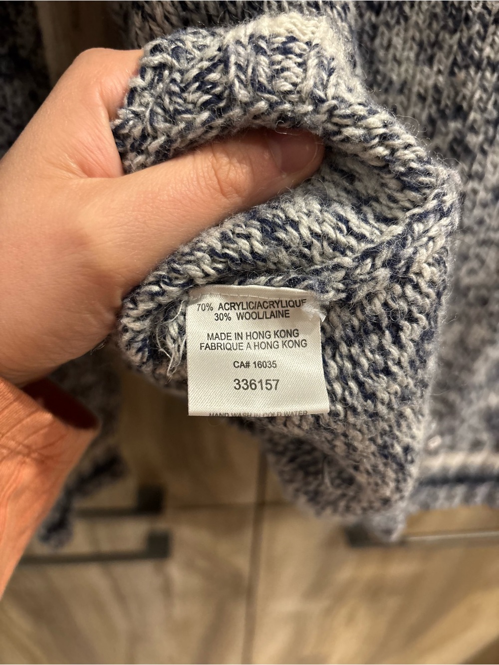 Vintage B.C. Clothing Wool Blend Marled Turtleneck Sweater Blue Cream Cabinecore - Picture 7 of 12